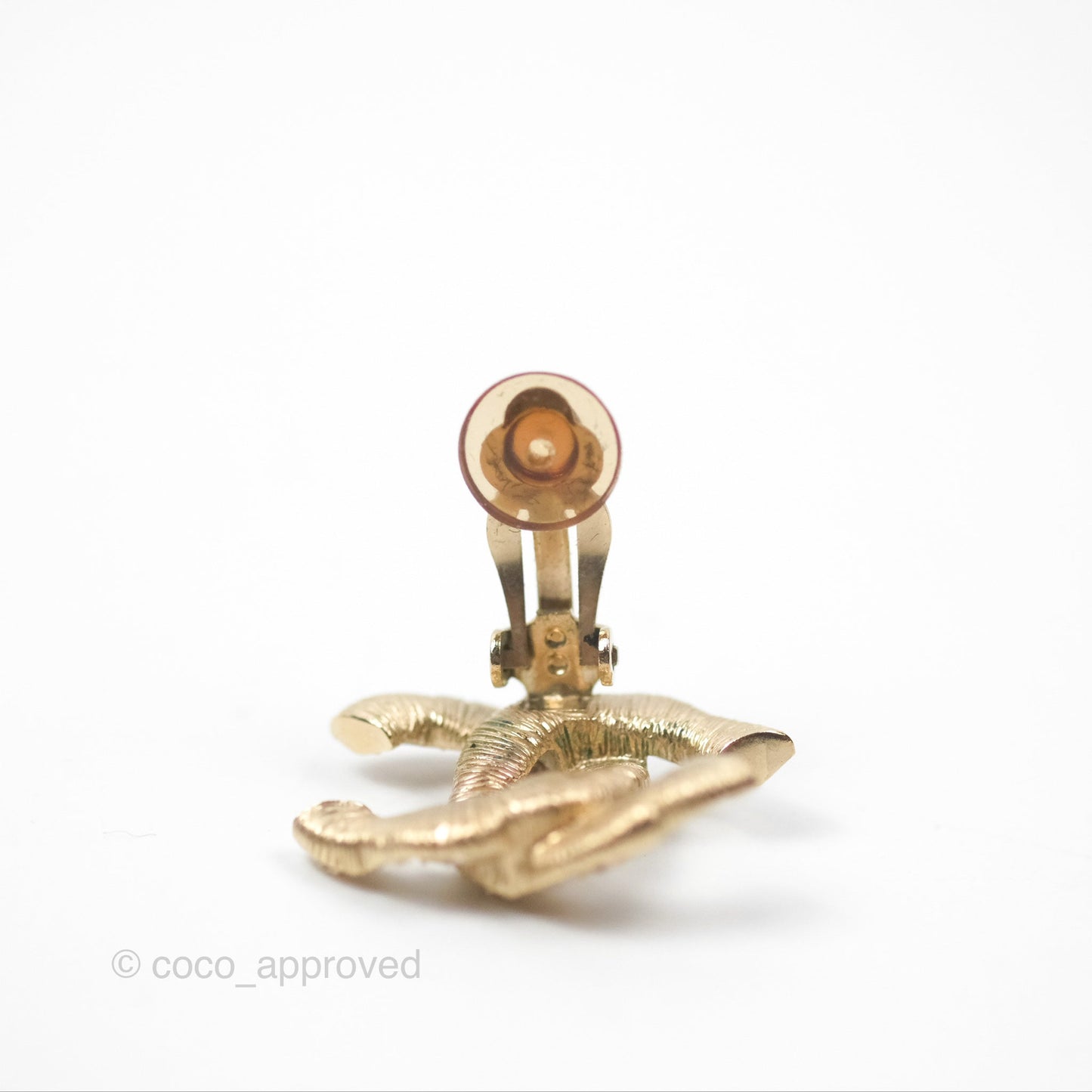 Chanel CC Pink Crystal Ear Clips Gold Tone 16C