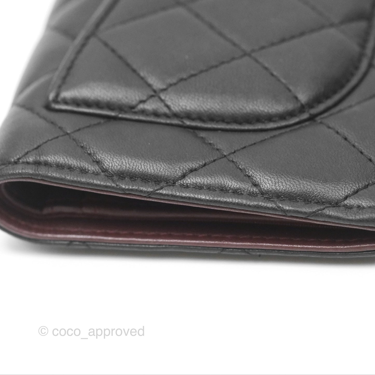 Chanel Classic Quilted Long Wallet Black Lambskin Silver Hardware