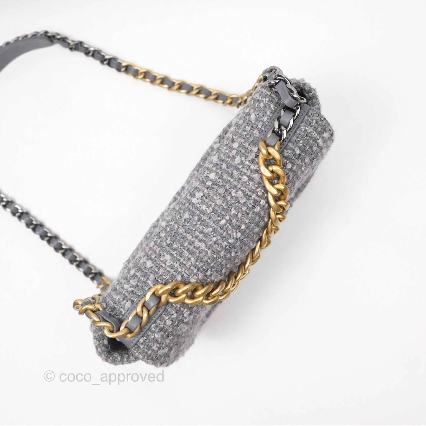 Chanel 19 Small Tweed Grey Mixed Hardware
