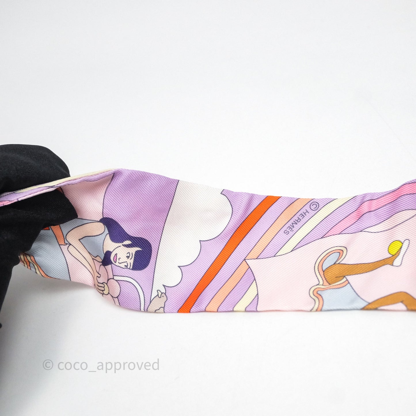 Hermes Silk Carres Volants Twilly Lilas/Rose Pâle/ Orange