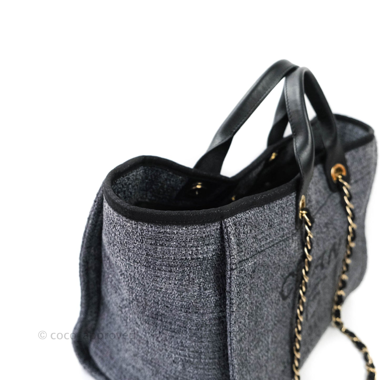 Chanel Large Deauville Charcoal Grey Canvas
