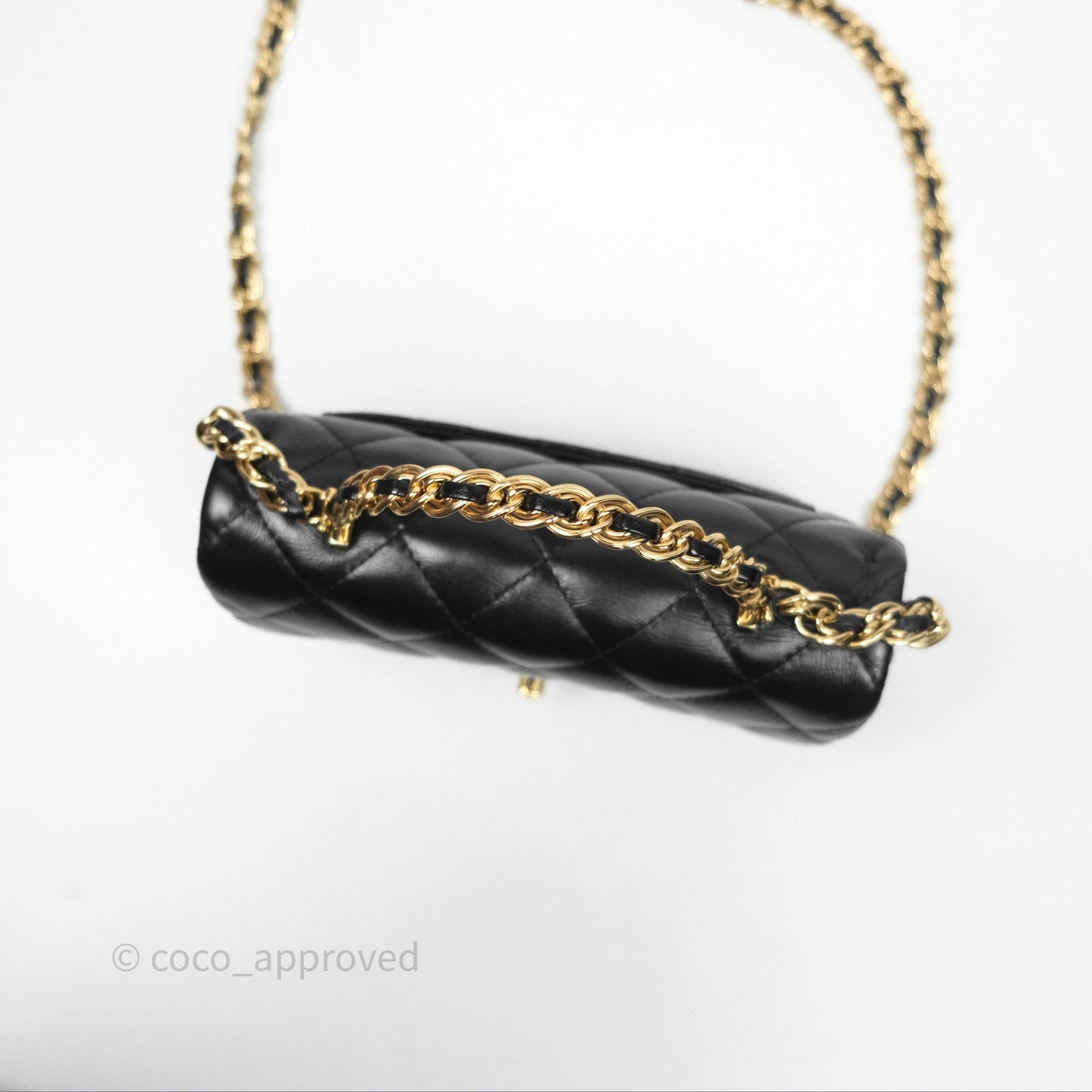 Chanel Top Handle Flap Bag Black Shiny Lambskin Gold Hardware 23S
