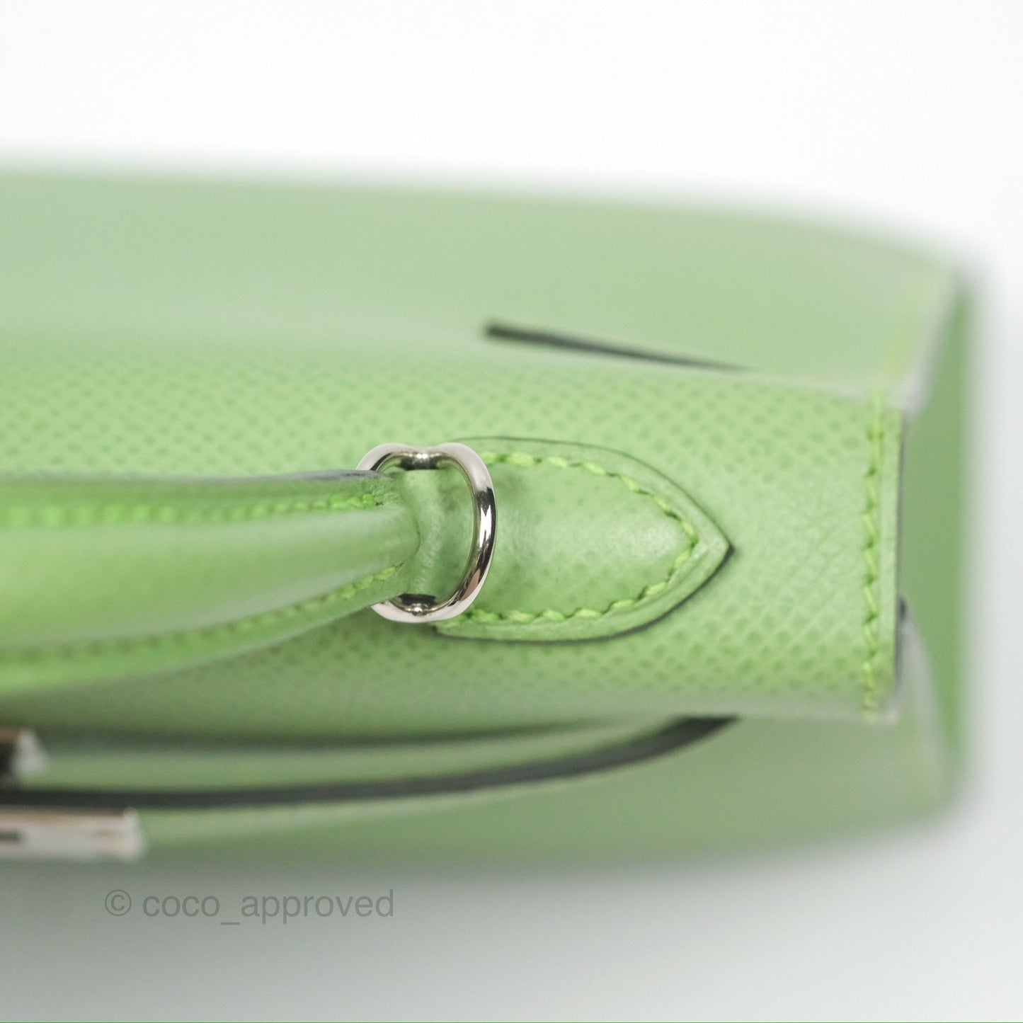 Hermès Mini Kelly II Vert Criquet Epsom Palladium Hardware