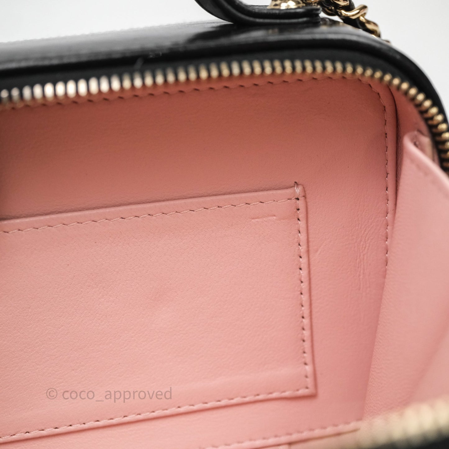 Chanel Small Top Handle Vanity Case Black Shiny Crumpled Calfskin Gold Hardware