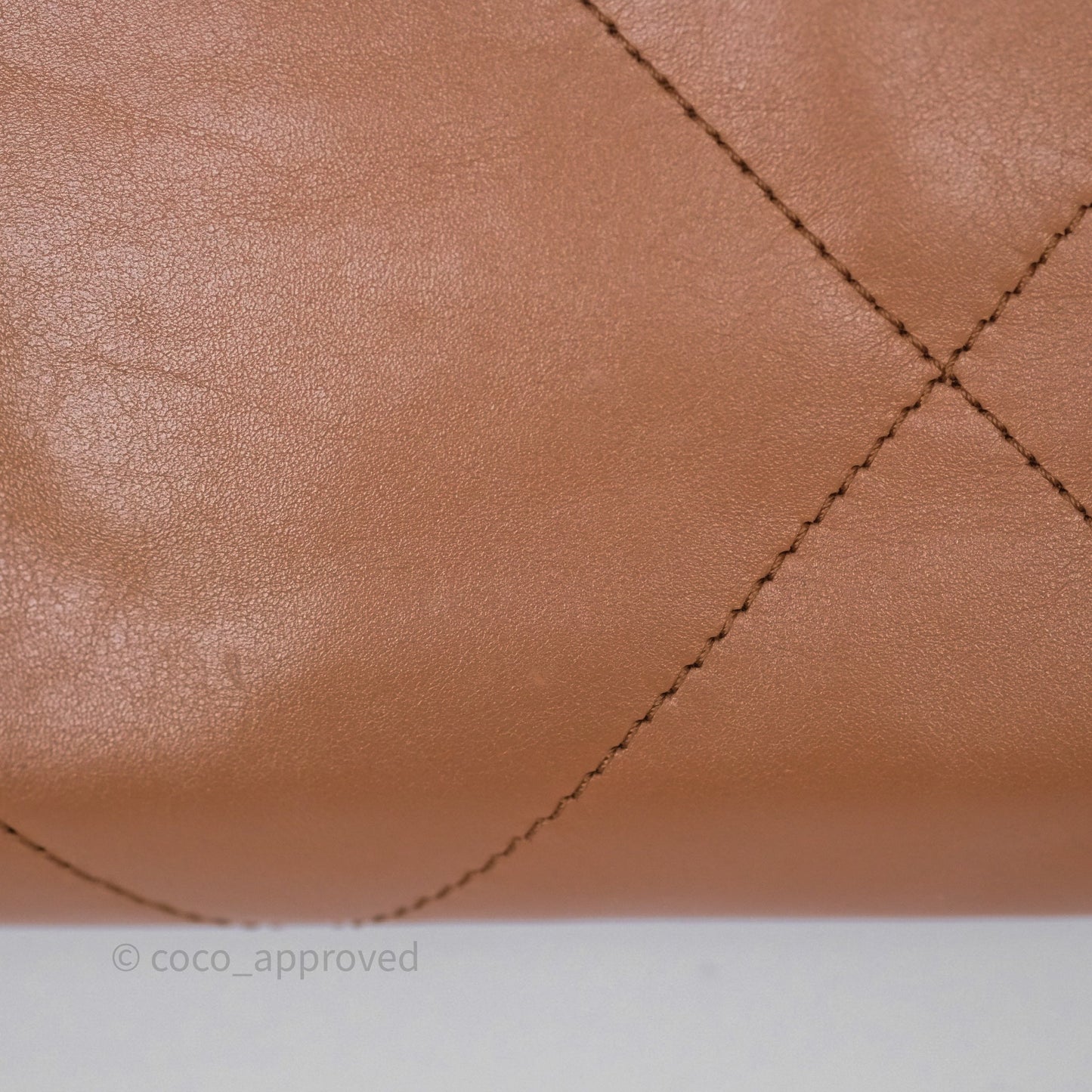 Chanel 22 Small Caramel Beige Shiny Calfskin Aged Gold Hardware