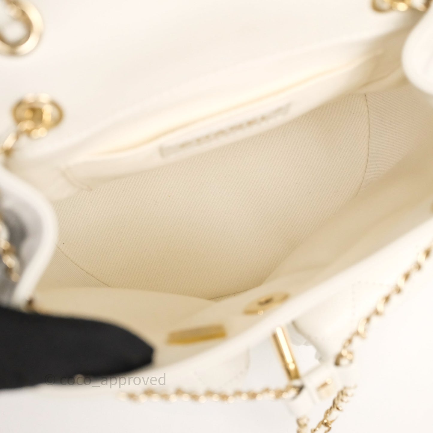 Chanel Duma Backpack Medium White Caviar Gold Hardware