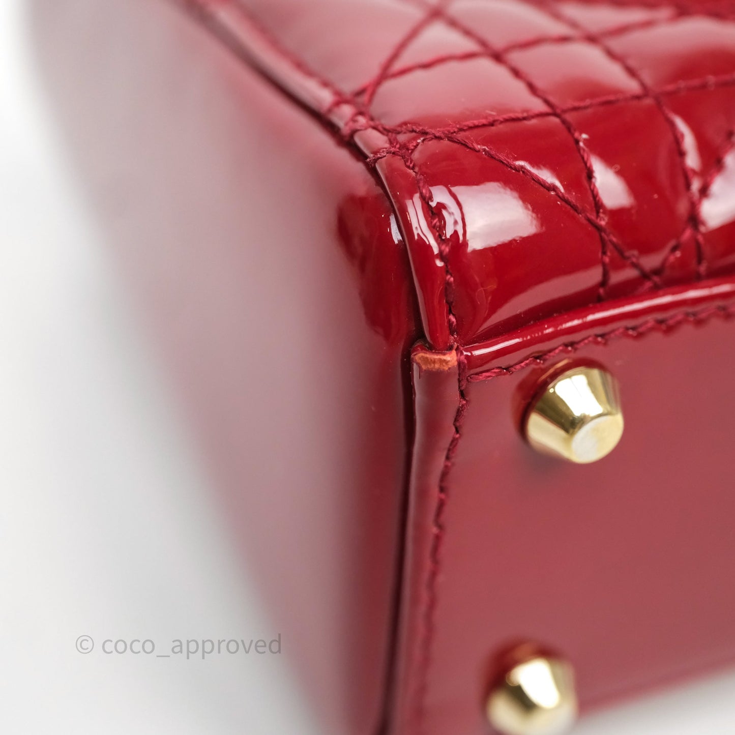 Christian Dior Mini Lady Dior Red Patent Cannage Gold Hardware