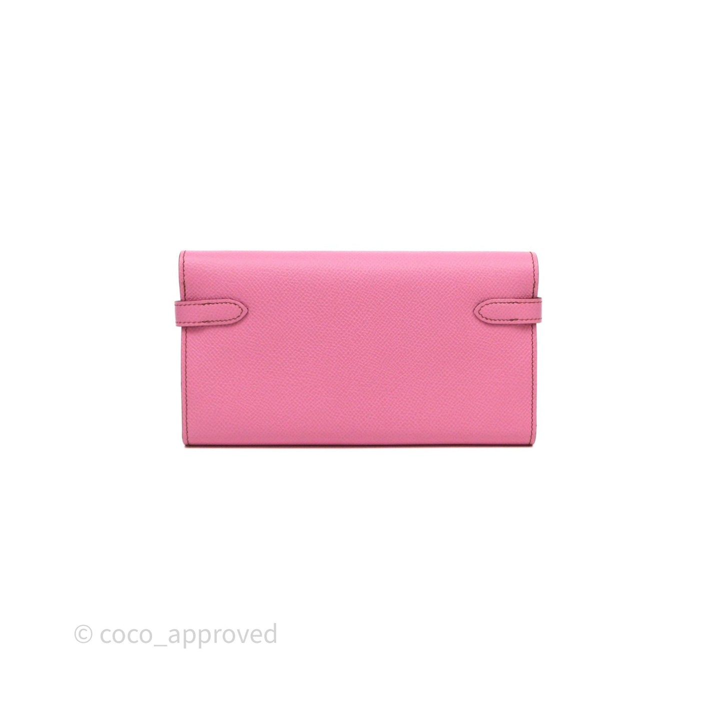 Hermès Kelly Wallet Bubblegum Epsom Palladium Hardware