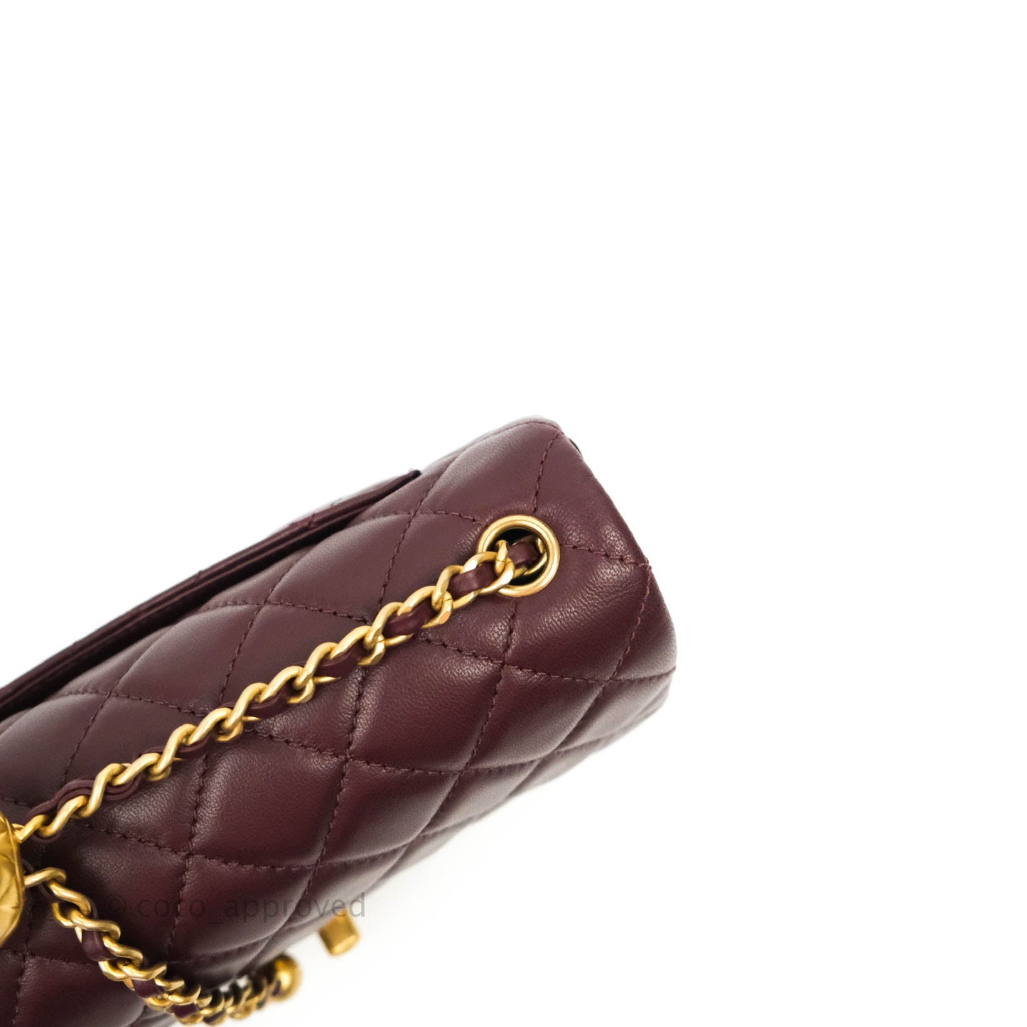 Chanel Mini Rectangular Pearl Crush Quilted Maroon Red Lambskin Gold Hardware