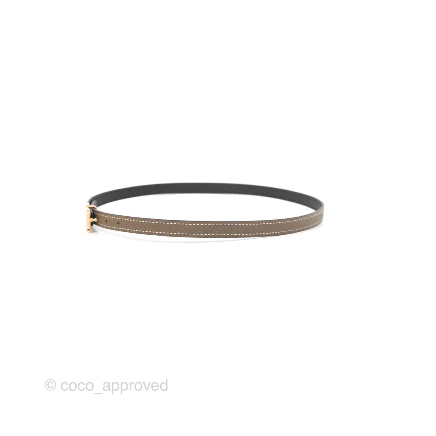 Hermès H Constance Mini Belt Buckle & Reversible Etoupe/Black Leather Rose Gold Hardware