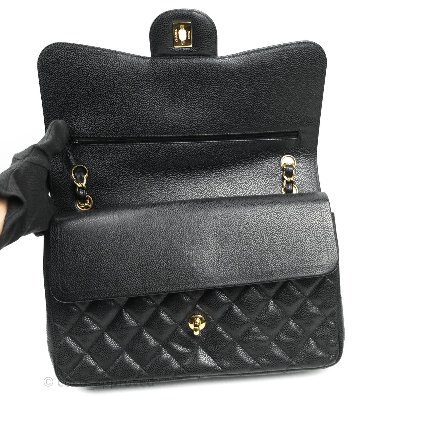 Chanel Jumbo Double Flap Black Caviar Gold Hardware⁣⁣