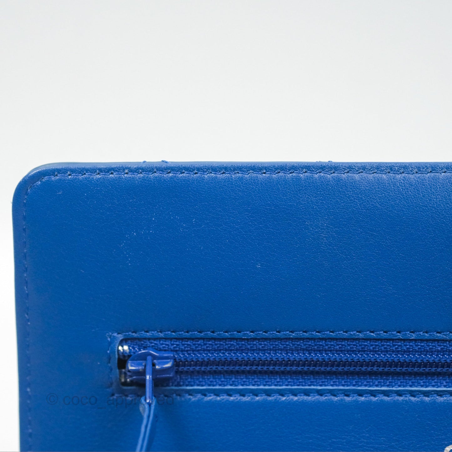 Chanel Quilted Classic Wallet on Chain WOC Blue Patent Silver Hardware