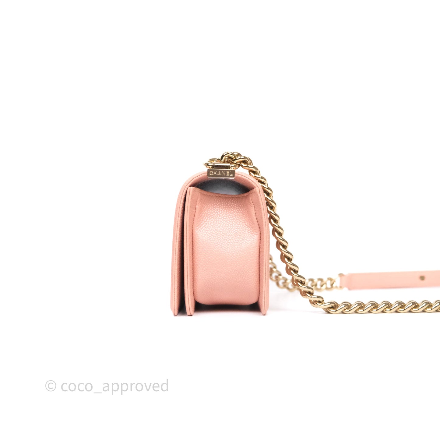 Chanel Small Boy Quilted Pink Caviar Gold Hardware