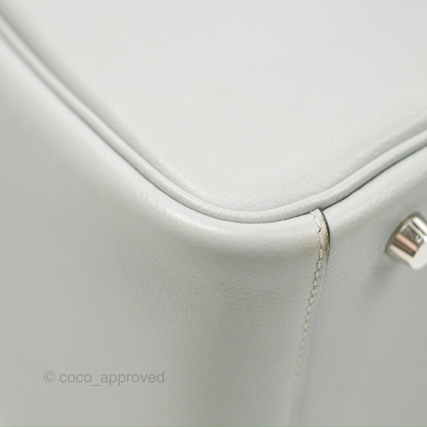 Hermès Lindy 30 Bleu Glacier Evercolor Palladium Hardware