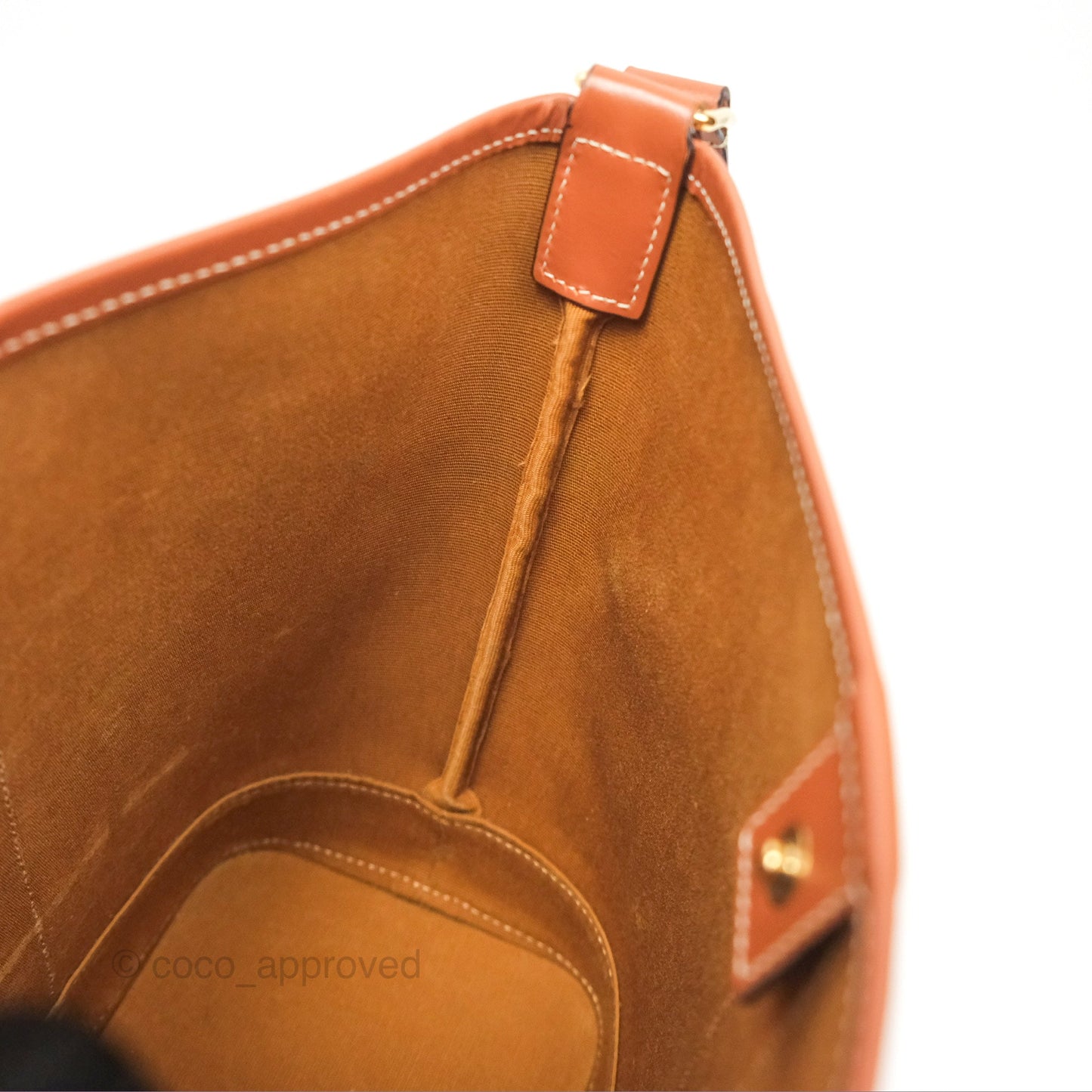 Celine Small Bucket Triomphe Canvas Tan Calfskin