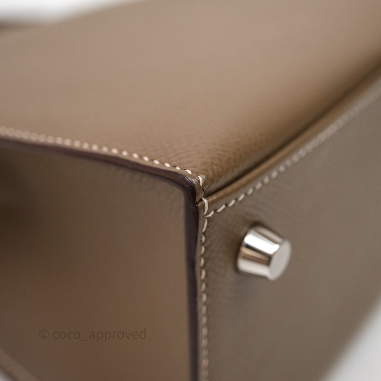 Hermes Kelly 25 Etoupe 18 Epsom Palladium Hardware