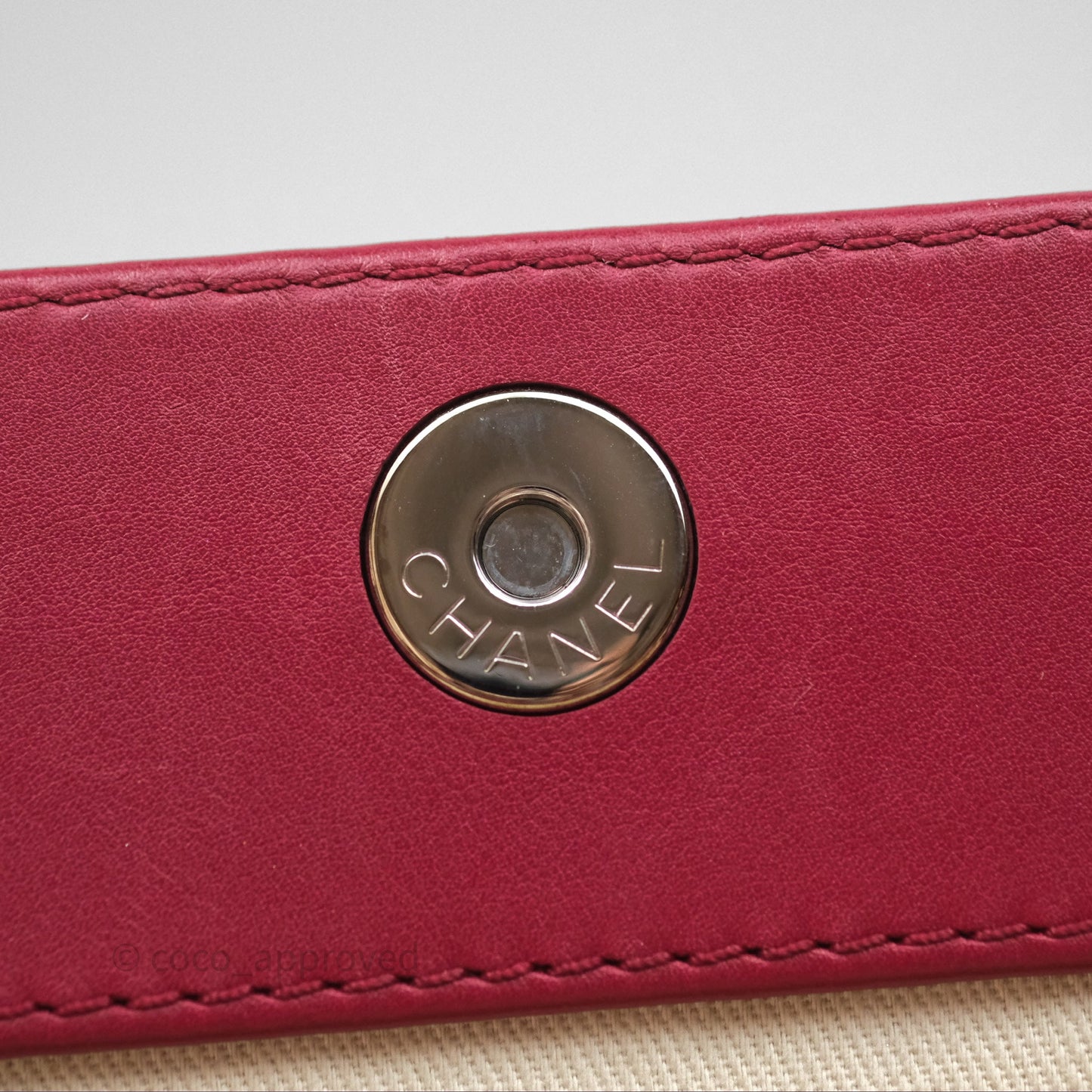 Chanel CC Shopping Tote Bag Red Patent Silver Hardware