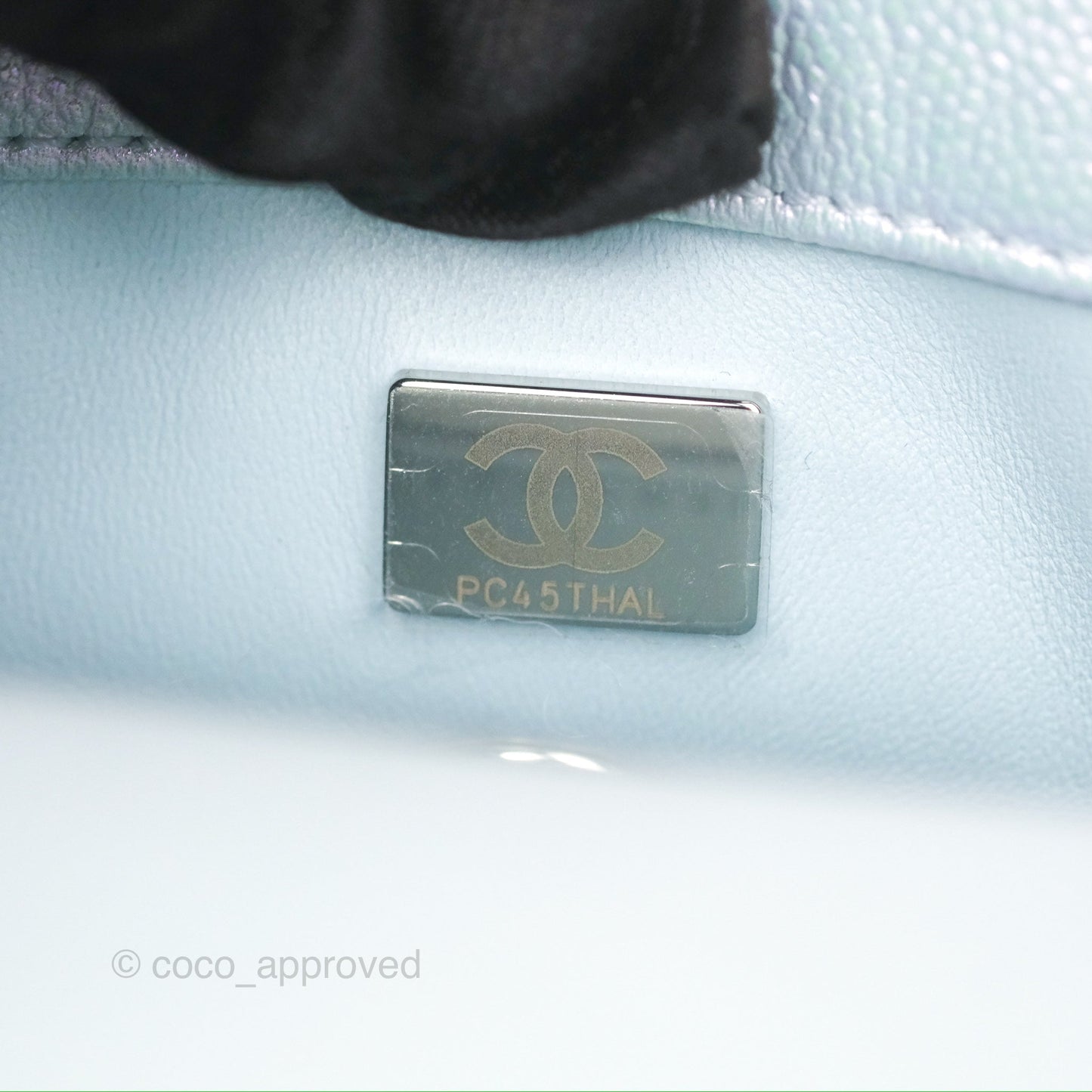 Chanel Mini Coco Handle Quilted Iridescent Light Blue Caviar Rainbow Hardware 21K