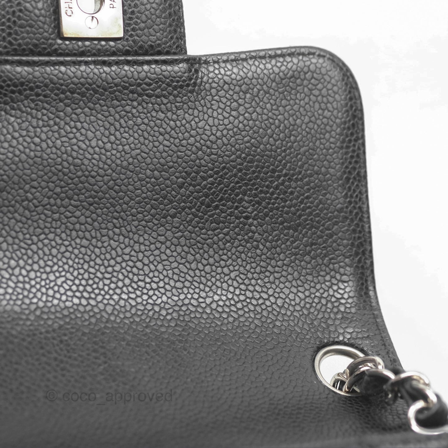 Chanel Mini Square Flap Quilted Black Caviar Silver Hardware