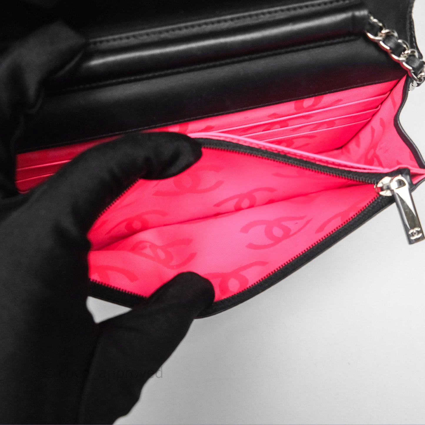 Chanel Quilted Wallet on Chain WOC Cambon Black Calfskin Silver Hardware