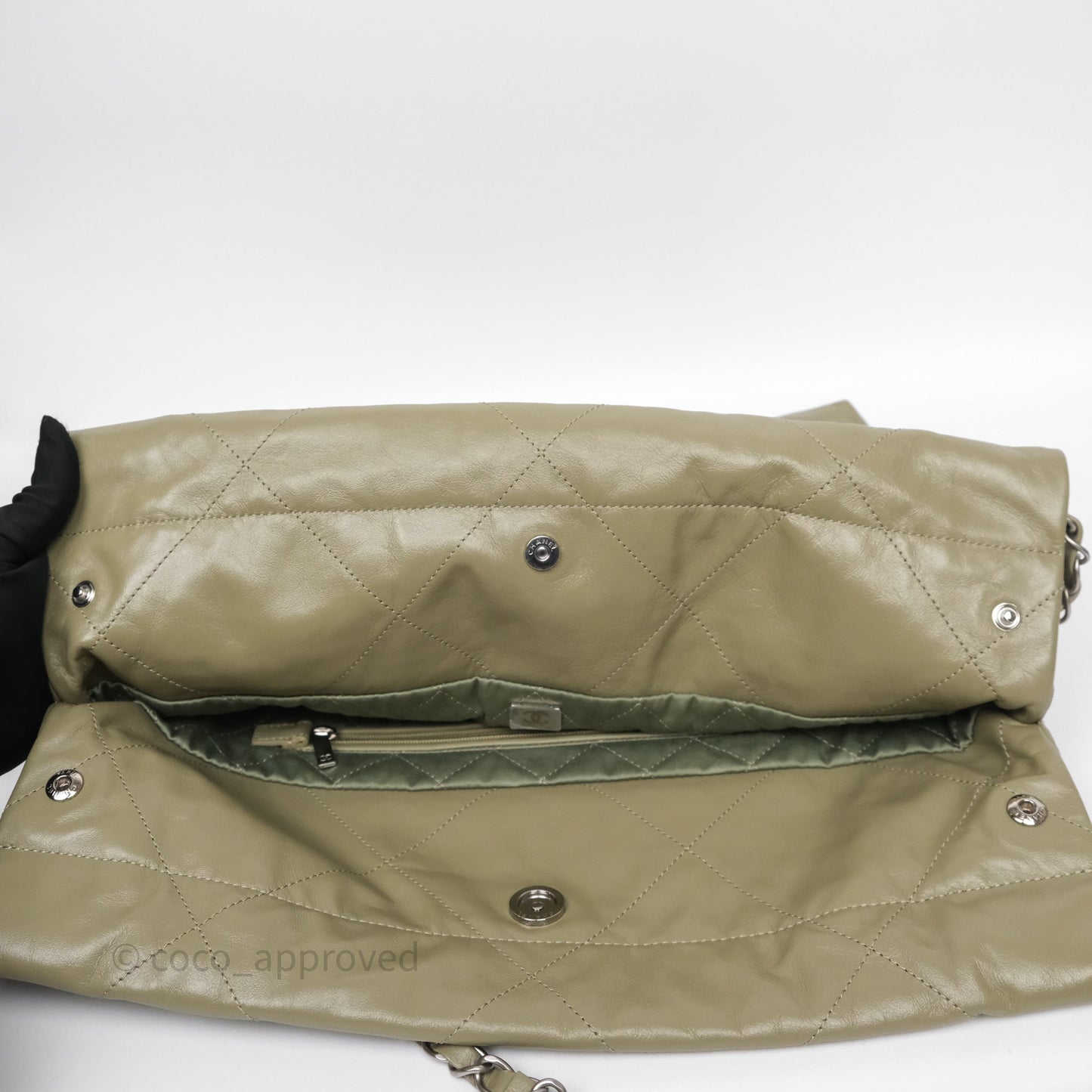 Chanel 22 Small Sage Green Shiny Calfskin Silver Hardware