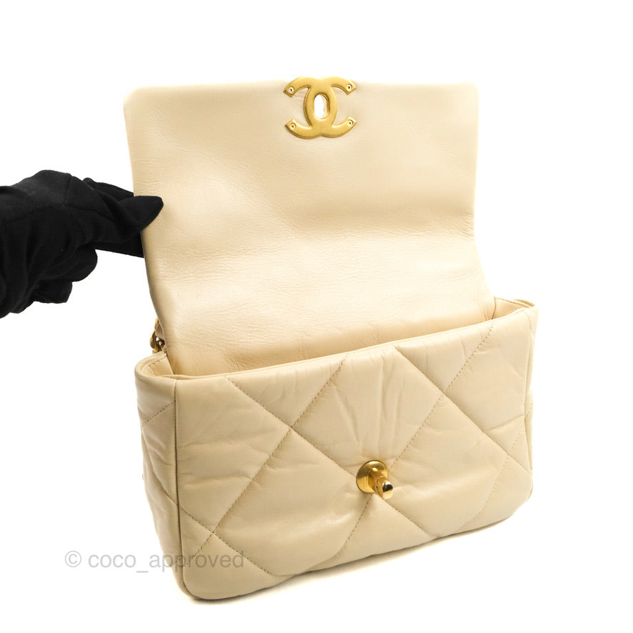 Chanel 19 Small Beige Goatskin Mixed Hardware