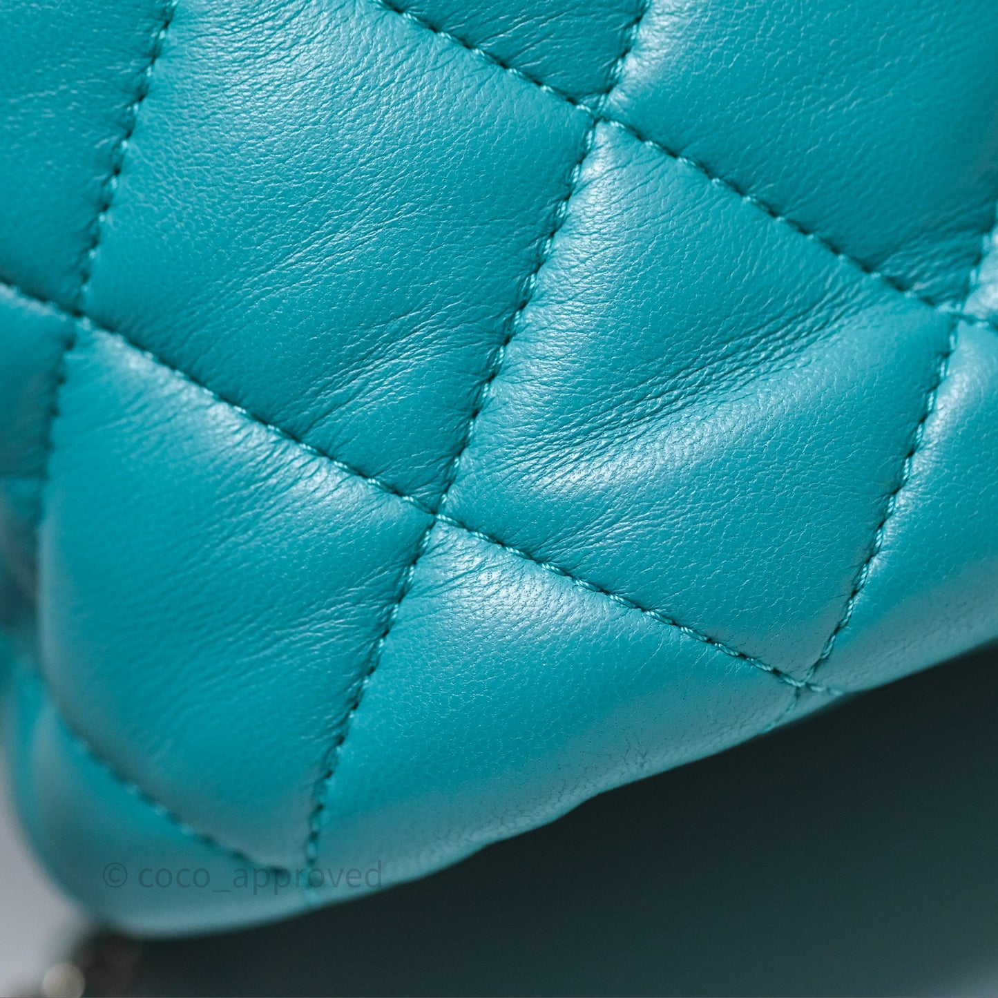 Chanel Pearl CC Drawstring Bucket Bag Teal Green Lambskin Gold Hardware
