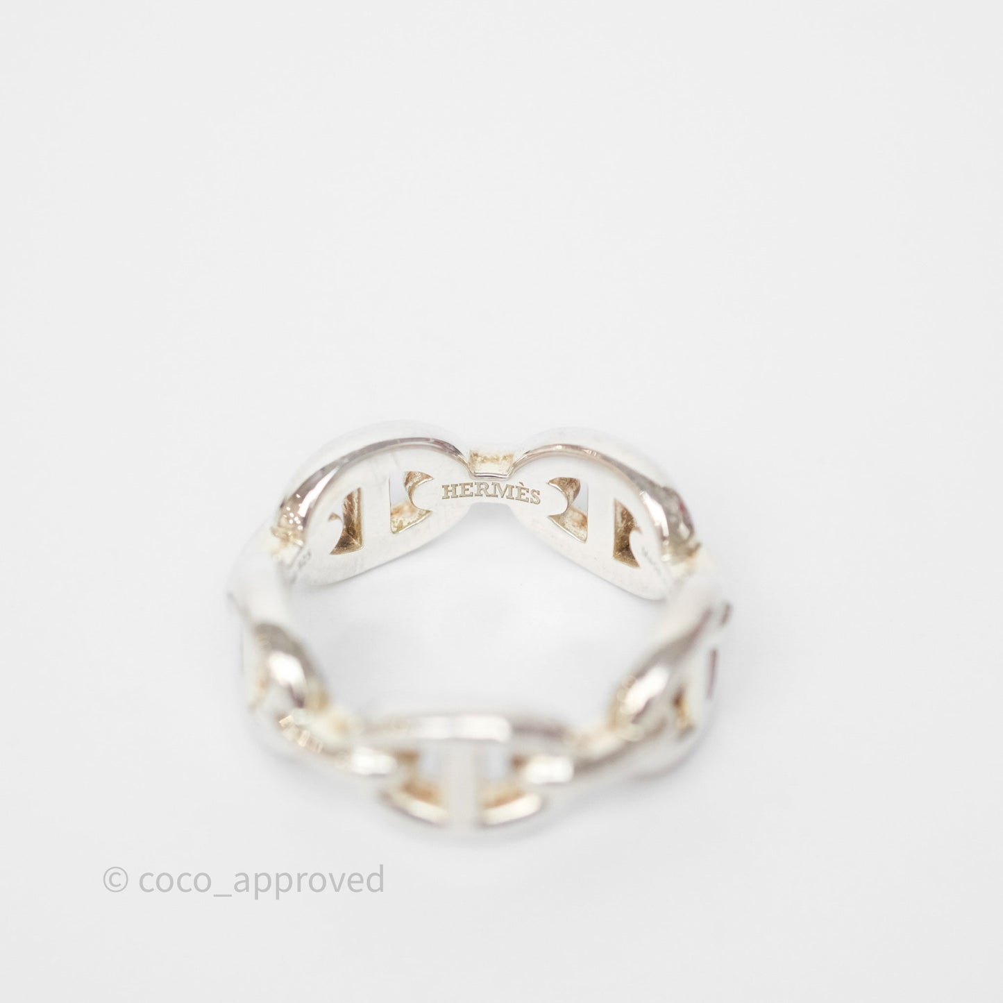 Hermès Chaine d'Ancre Enchainee Ring PM Sterling Silver Size 51