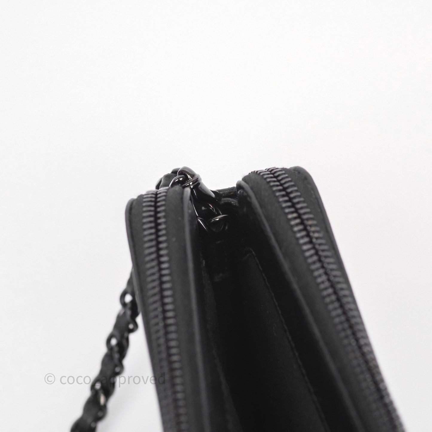 Chanel Boy Double Zip Clutch On Chain So Black Lambskin