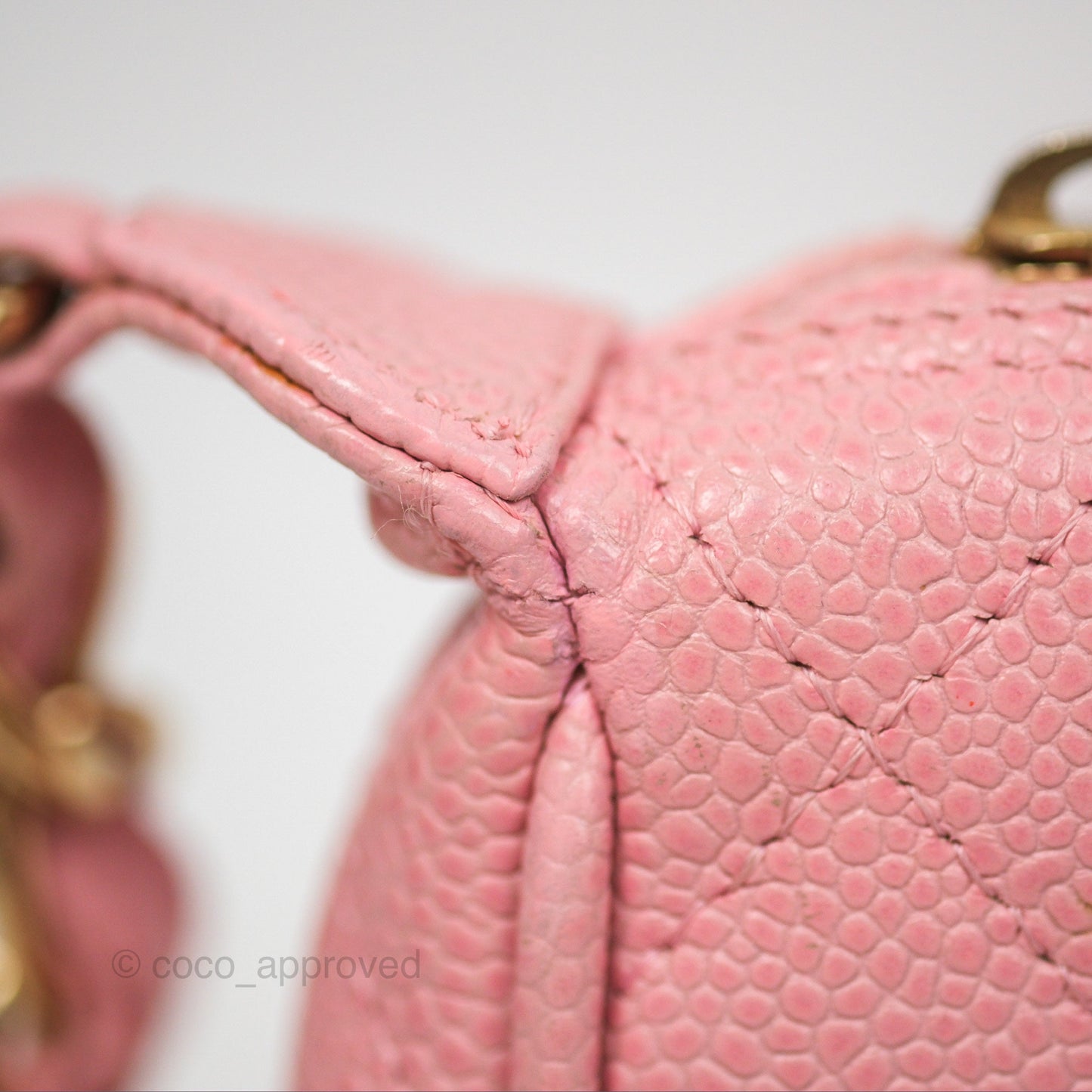 Chanel Vintage CC Quilted Shoulder Bag Pink Caviar Gold Hardware
