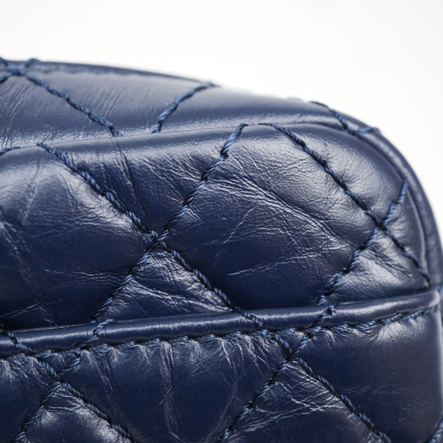 Chanel Quilted Mini Reissue Camera Case Navy Aged Calfskin Aged Gold Hardware