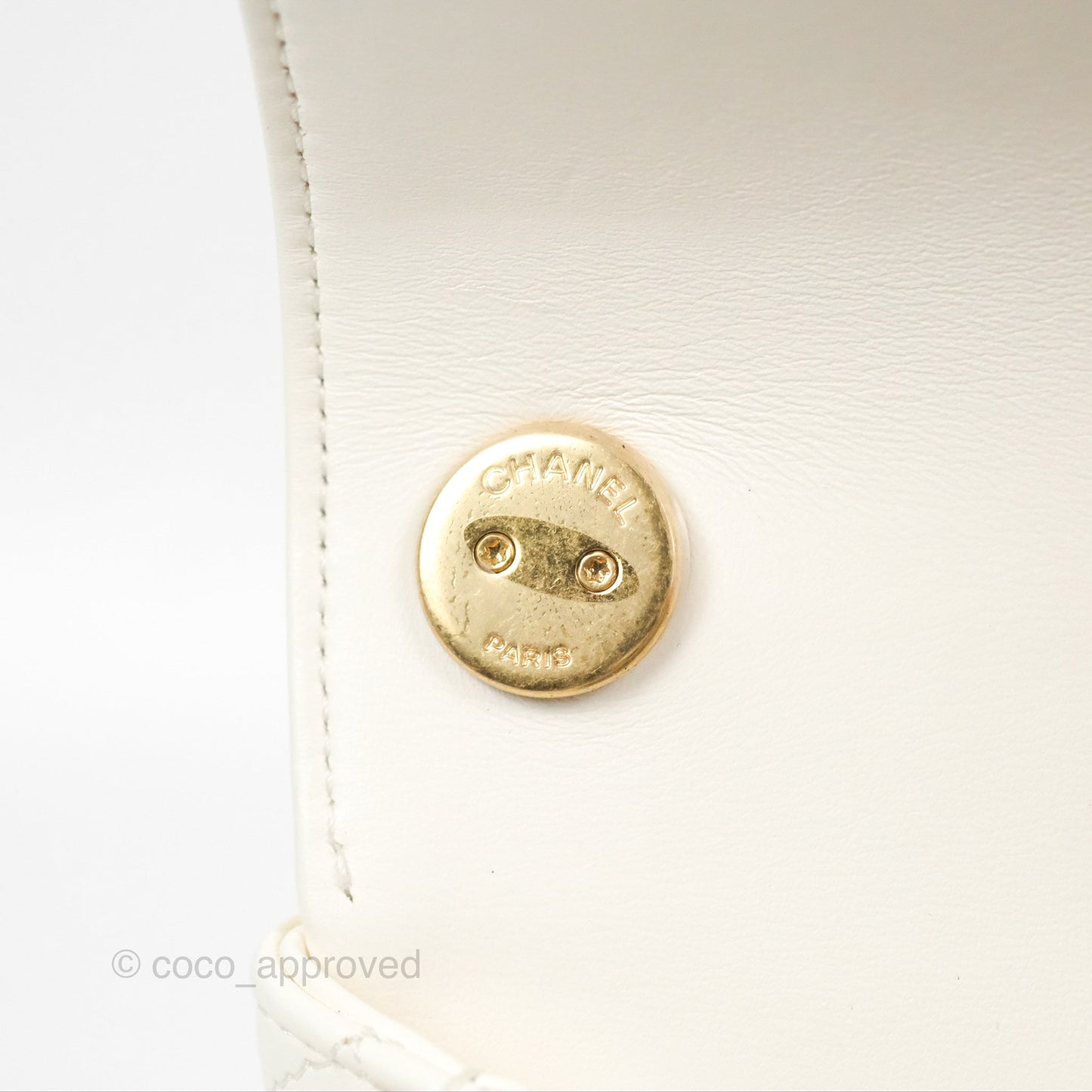 Chanel Mini Flap Bag with Enamel Charm Chain White Lambskin Gold Hardware