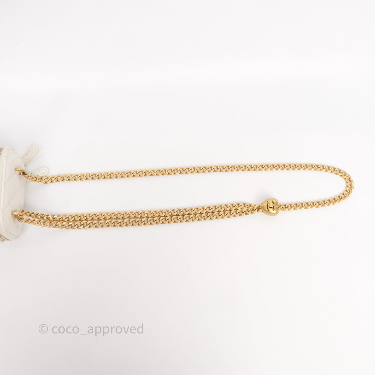 Chanel Heart Crush Mini Vanity With Chain White Caviar Aged Gold Hardware