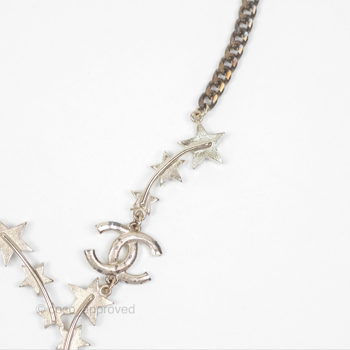 Chanel Crystal CC Star Drop Necklace Gold Tone 21S