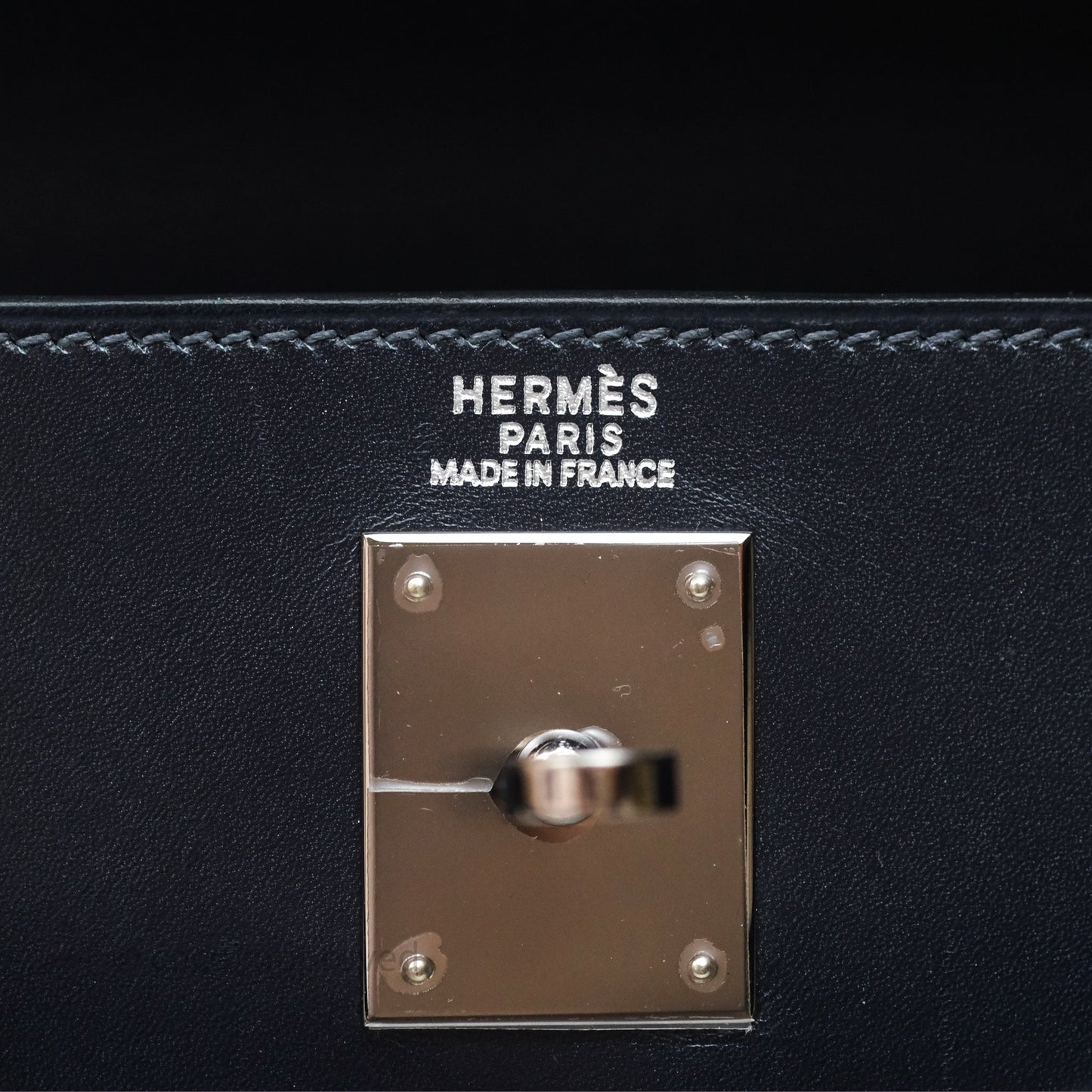 Hermès Vintage Kelly 32 Retourn Navy/Purple Box Leather Palladium Hardware