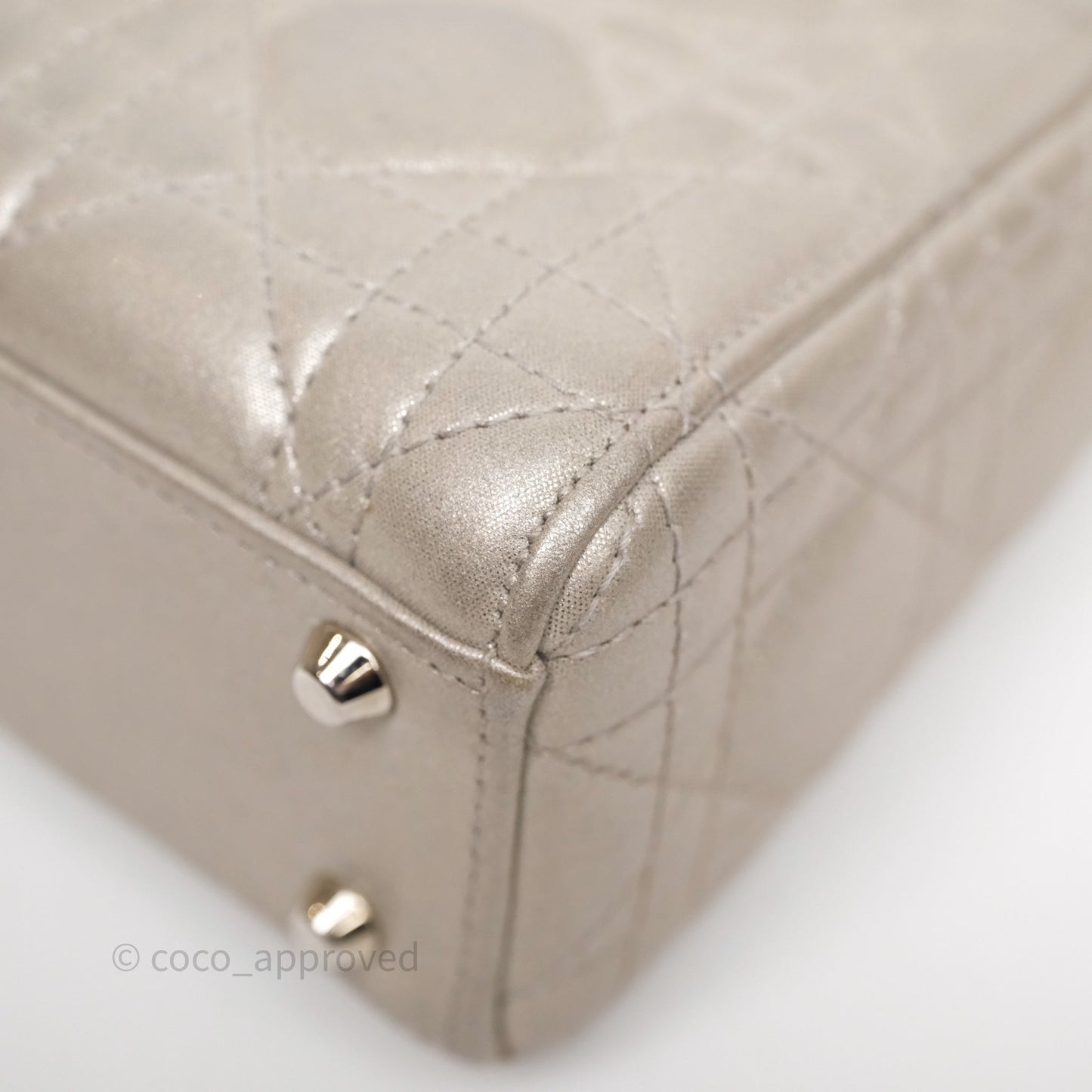Christian Dior Mini Lady Dior Metallic Silver Nubuck Silver Hardware
