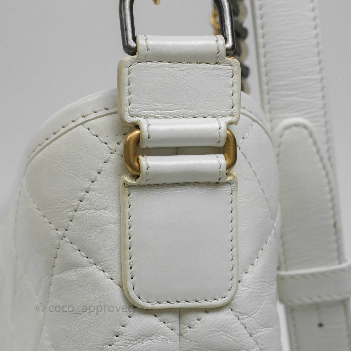 Chanel Small Gabrielle Hobo Quilted White Aged Calfskin