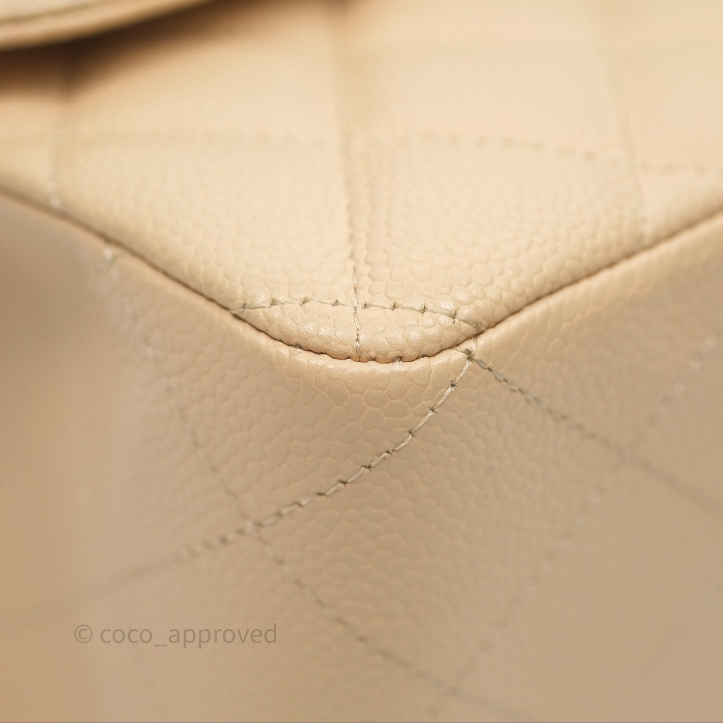 Chanel Jumbo Single Flap Beige Caviar Silver Hardware