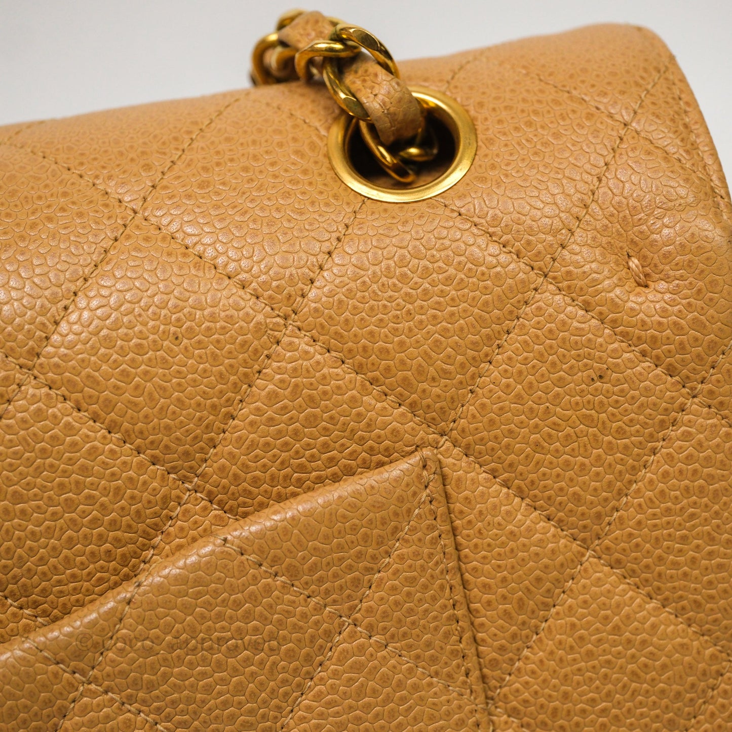 Chanel Vintage Medium Classic Flap Beige Caviar 24K Gold Hardware