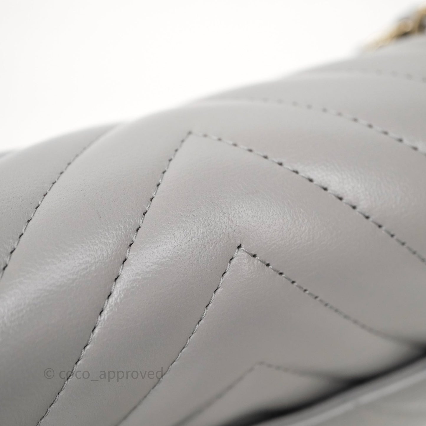 Chanel Mini Rectangular Chevron Grey Lambskin Light Gold Hardware