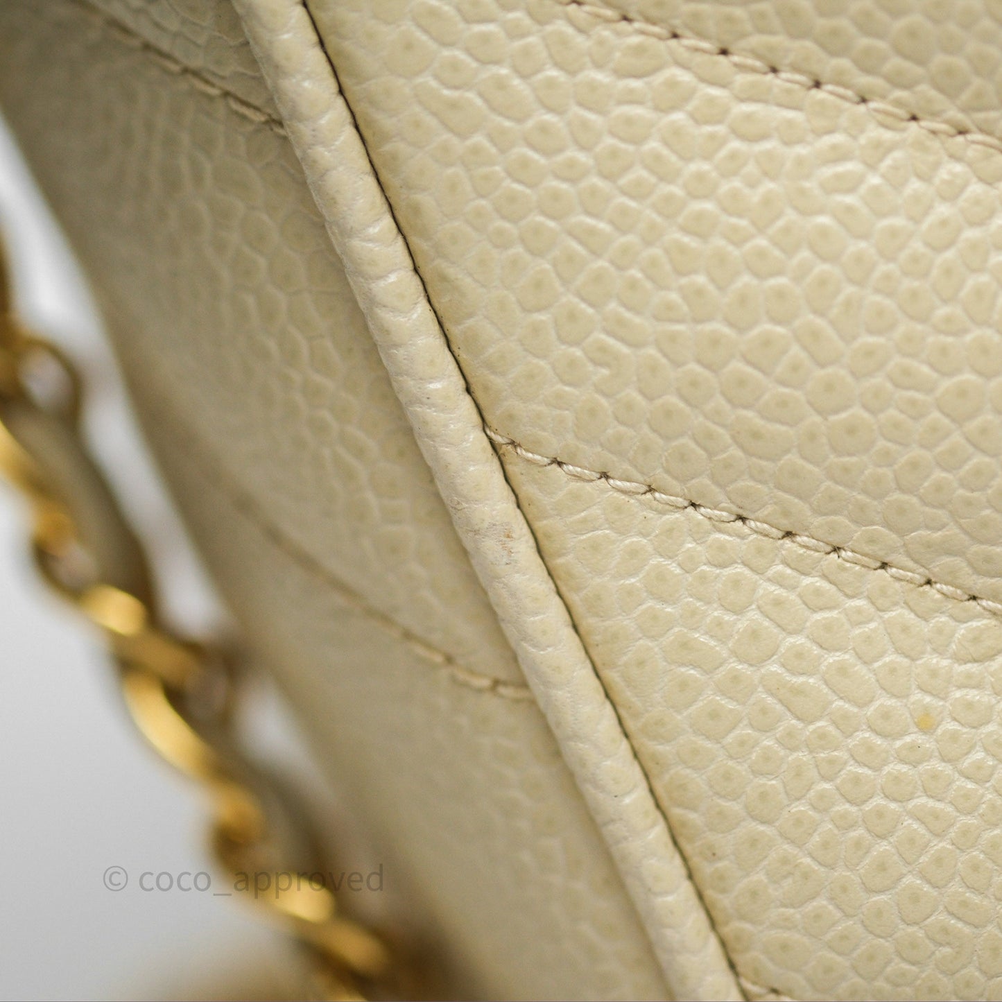 Chanel Vintage Chevron Camera Bag Light Beige Caviar Gold Hardware