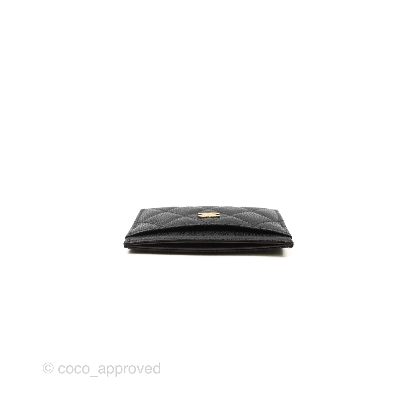 Chanel Classic Flat Card Holder Black Caviar Gold Hardware