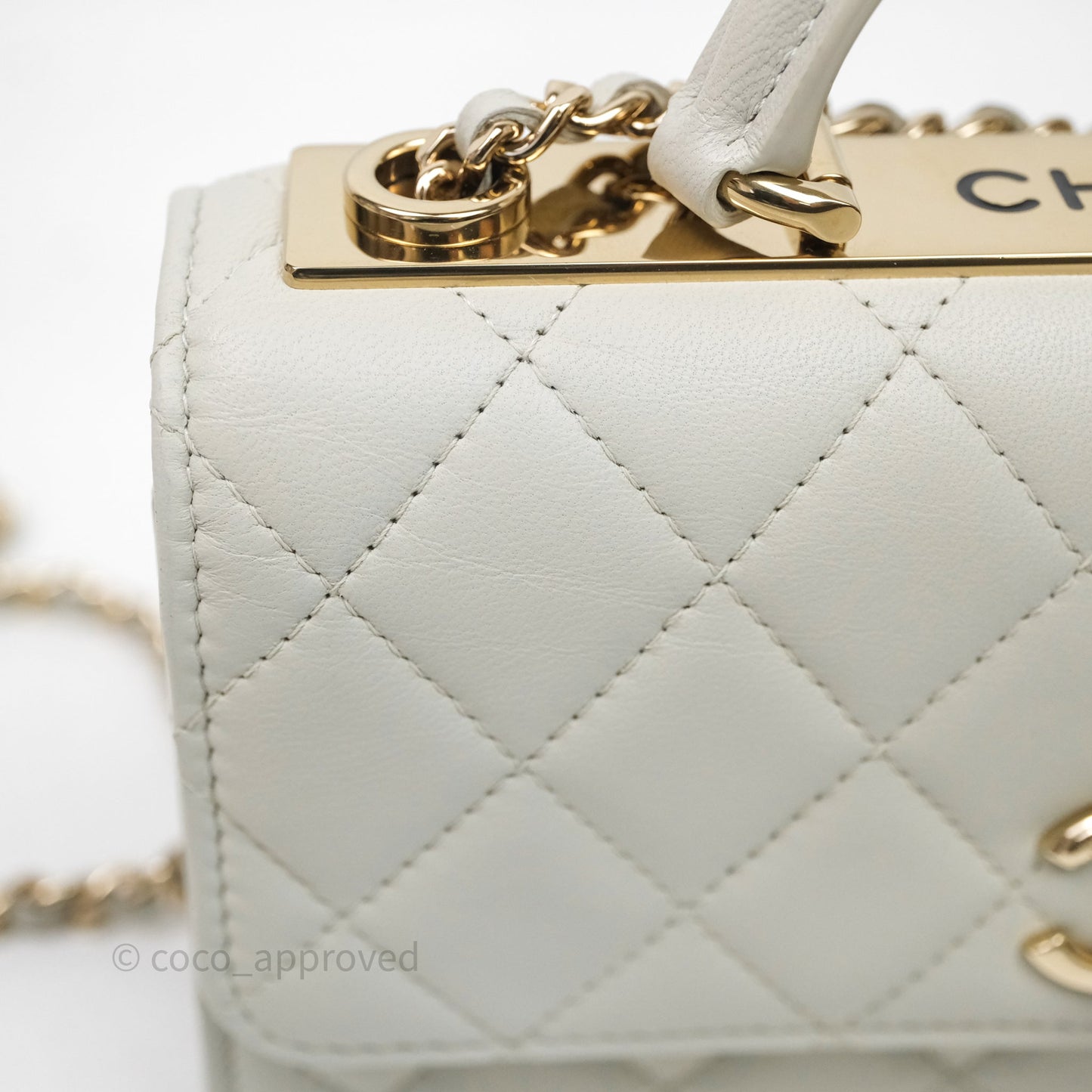 Chanel Trendy CC Wallet On Chain WOC Light Grey Lambskin Gold Hardware N