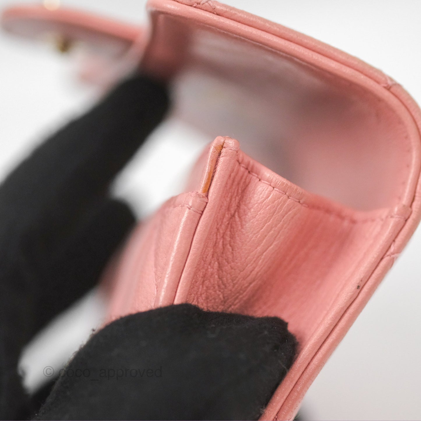 Chanel Quilted Flap Card Holder Pink Lambskin Gold Hardware