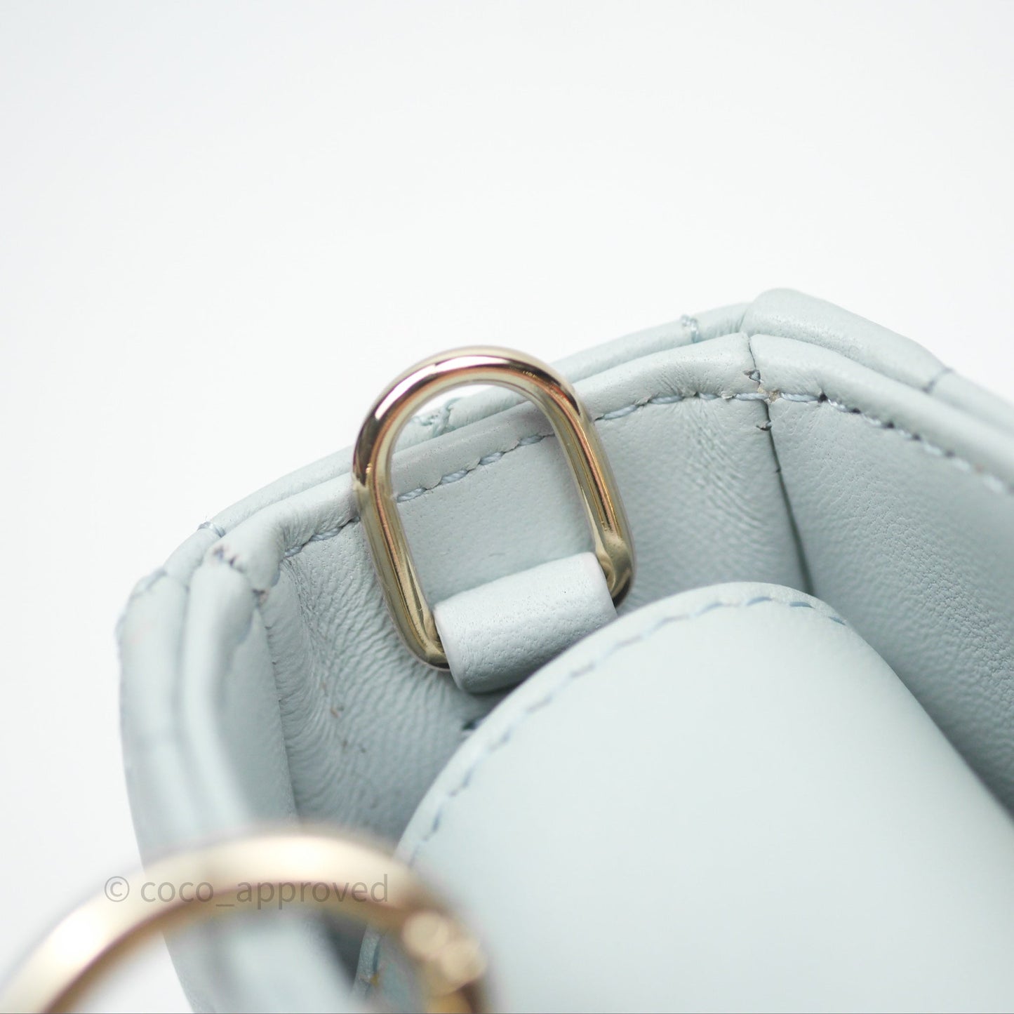 Christian Dior Micro Lady D-Joy Bag Baby Blue Lambskin Cannage Gold Hardware