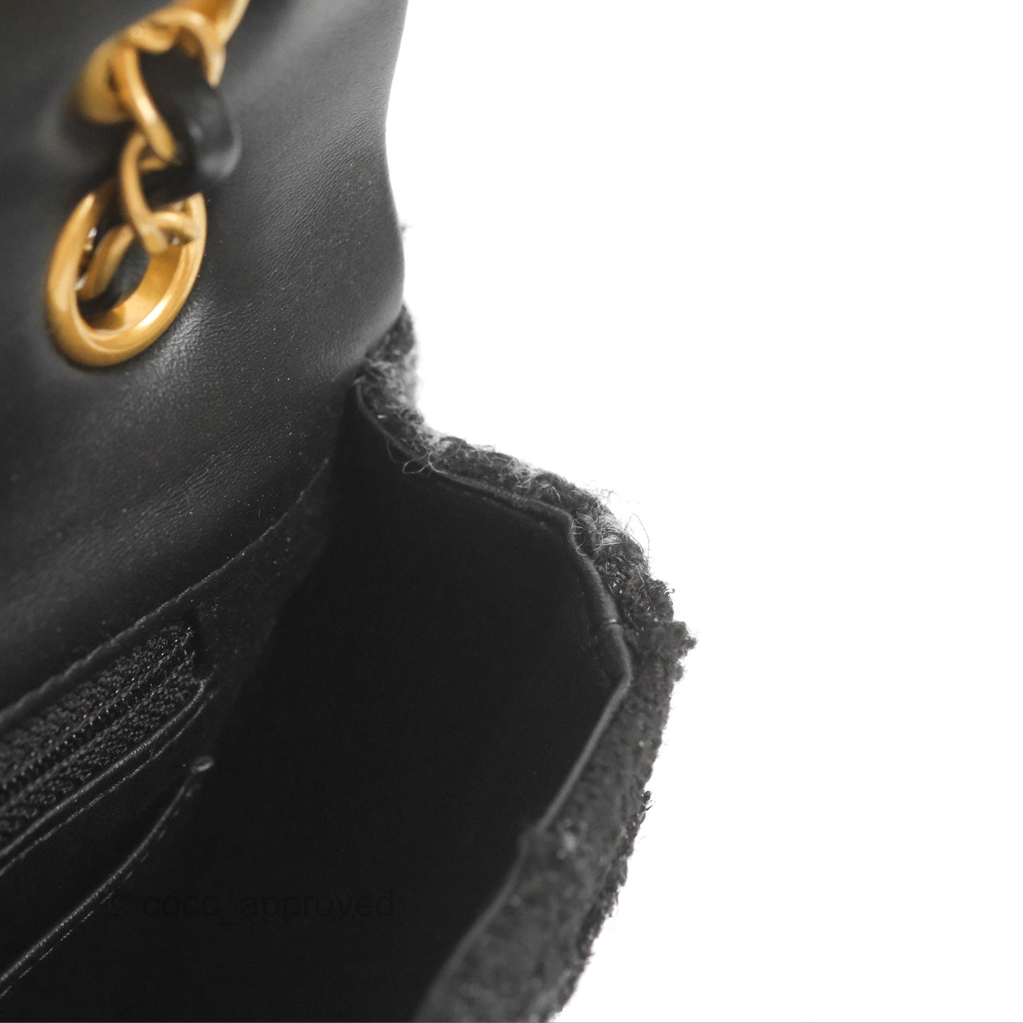 Chanel Medium Single Flap Black Tweed Aged Gold Hardware