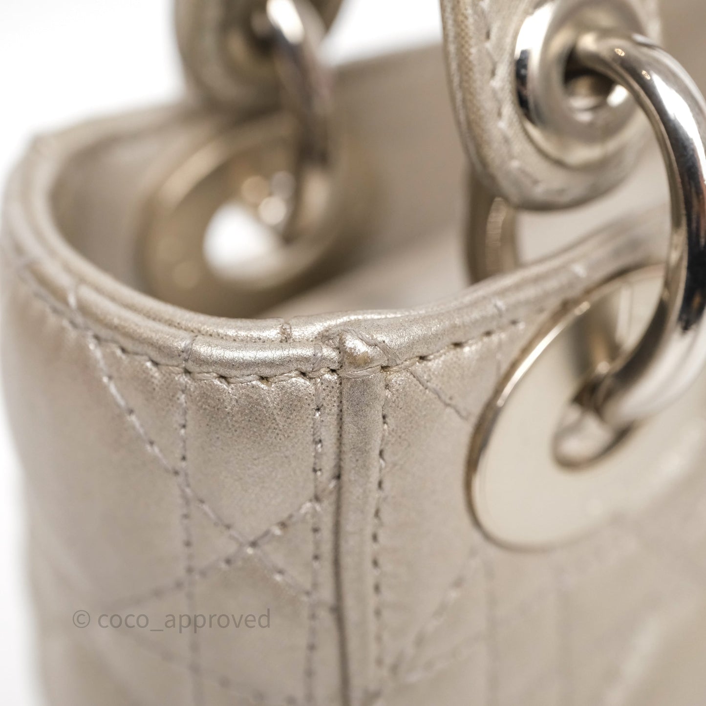 Christian Dior Mini Lady Dior Metallic Silver Nubuck Silver Hardware