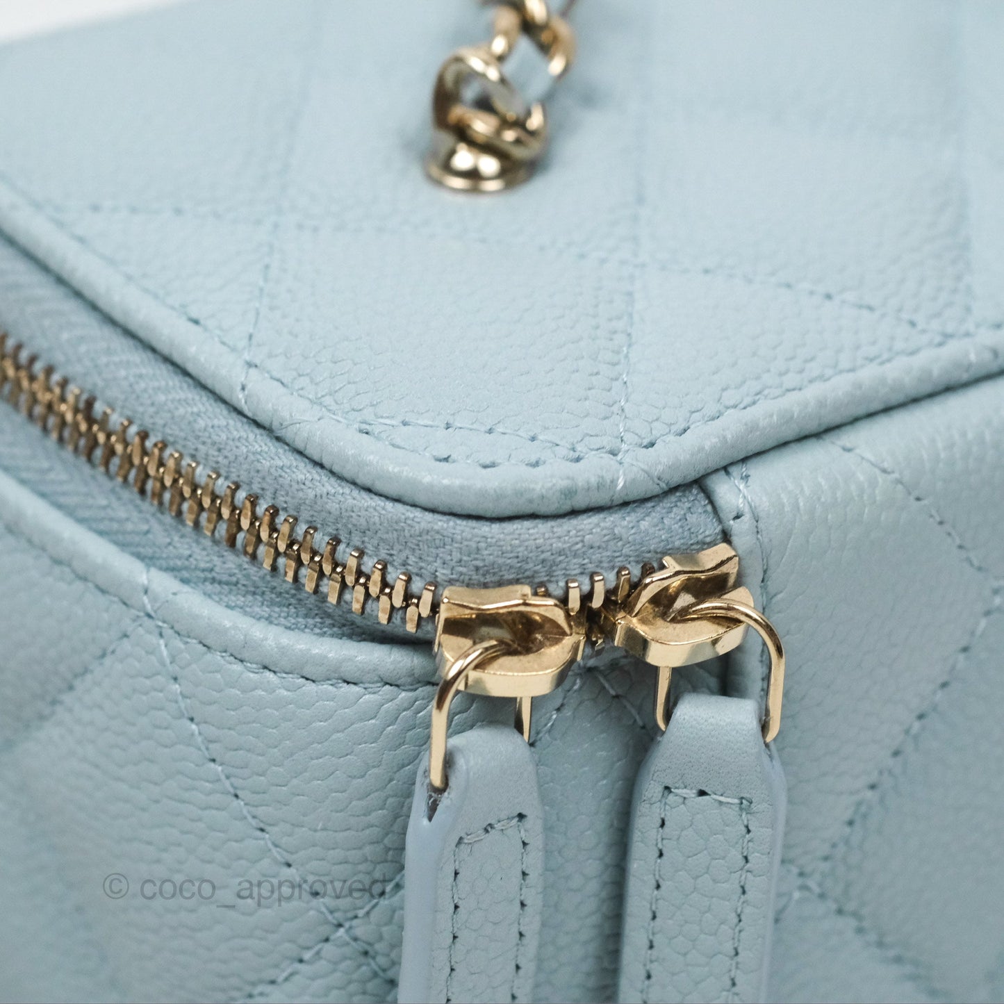 Chanel Vanity with CC Chain Light Blue Caviar Gold Hardware