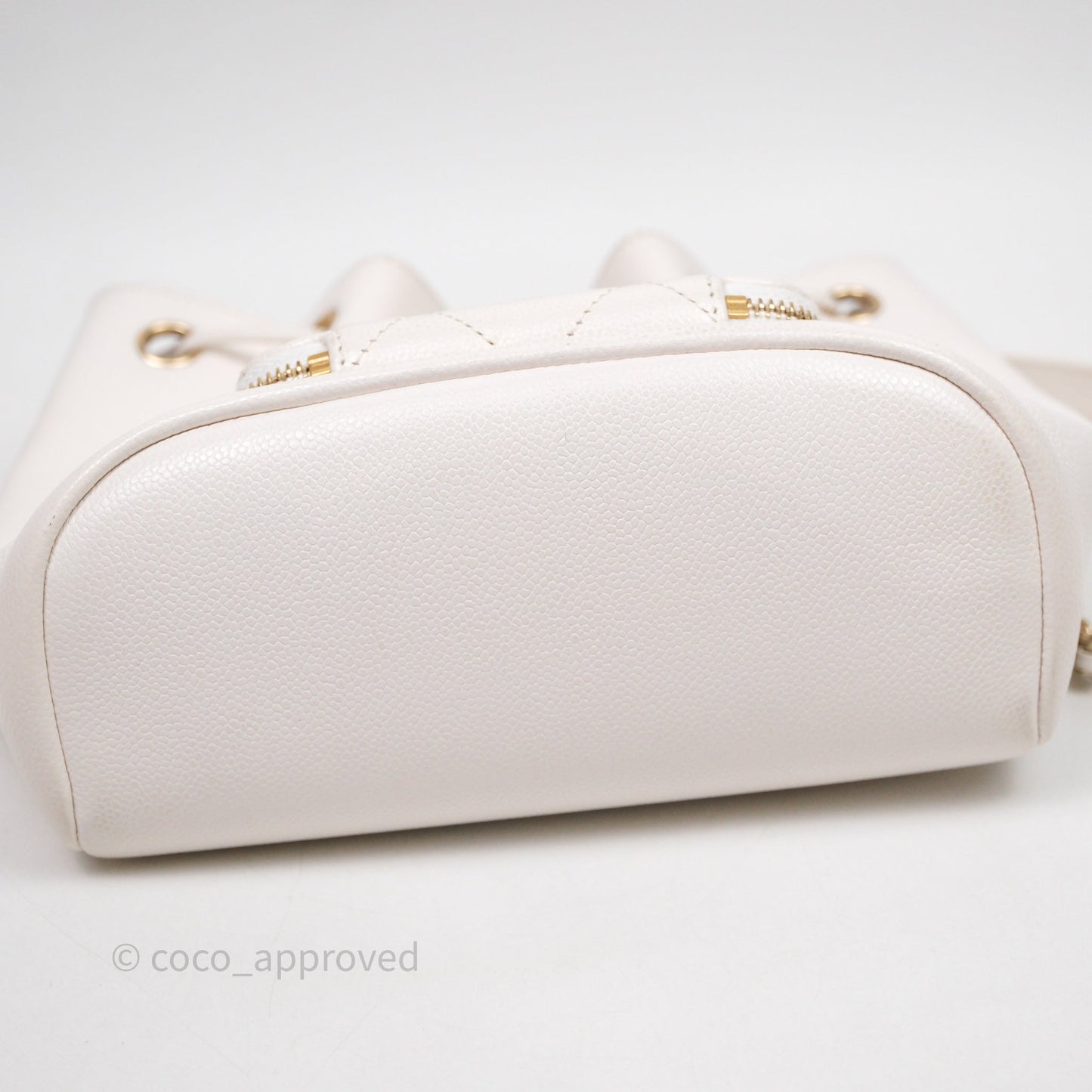 Chanel Business Affinity Drawstring Bucket Bag White Caviar Gold Hardware
