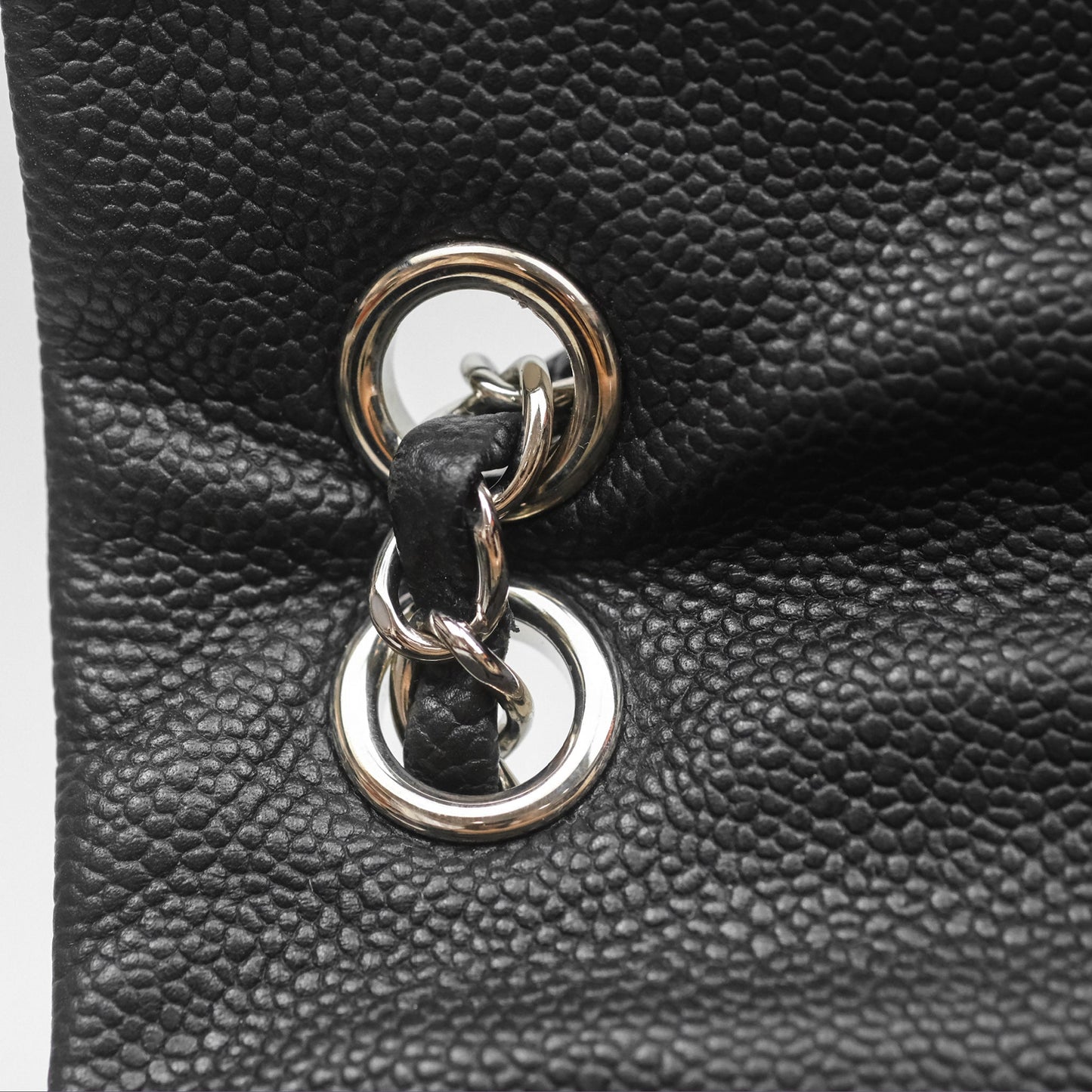 Chanel Quilted Easy Flap Bag Black Caviar Silver Hardware